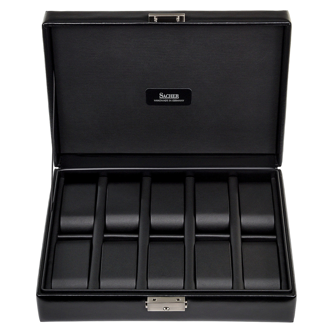 Watch case for 10 watches black exclusive / black (leather)