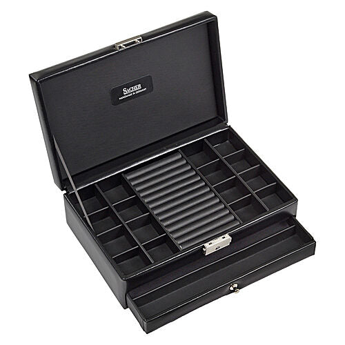 Ring- und Sammleretui black exclusive / schwarz (Leder)