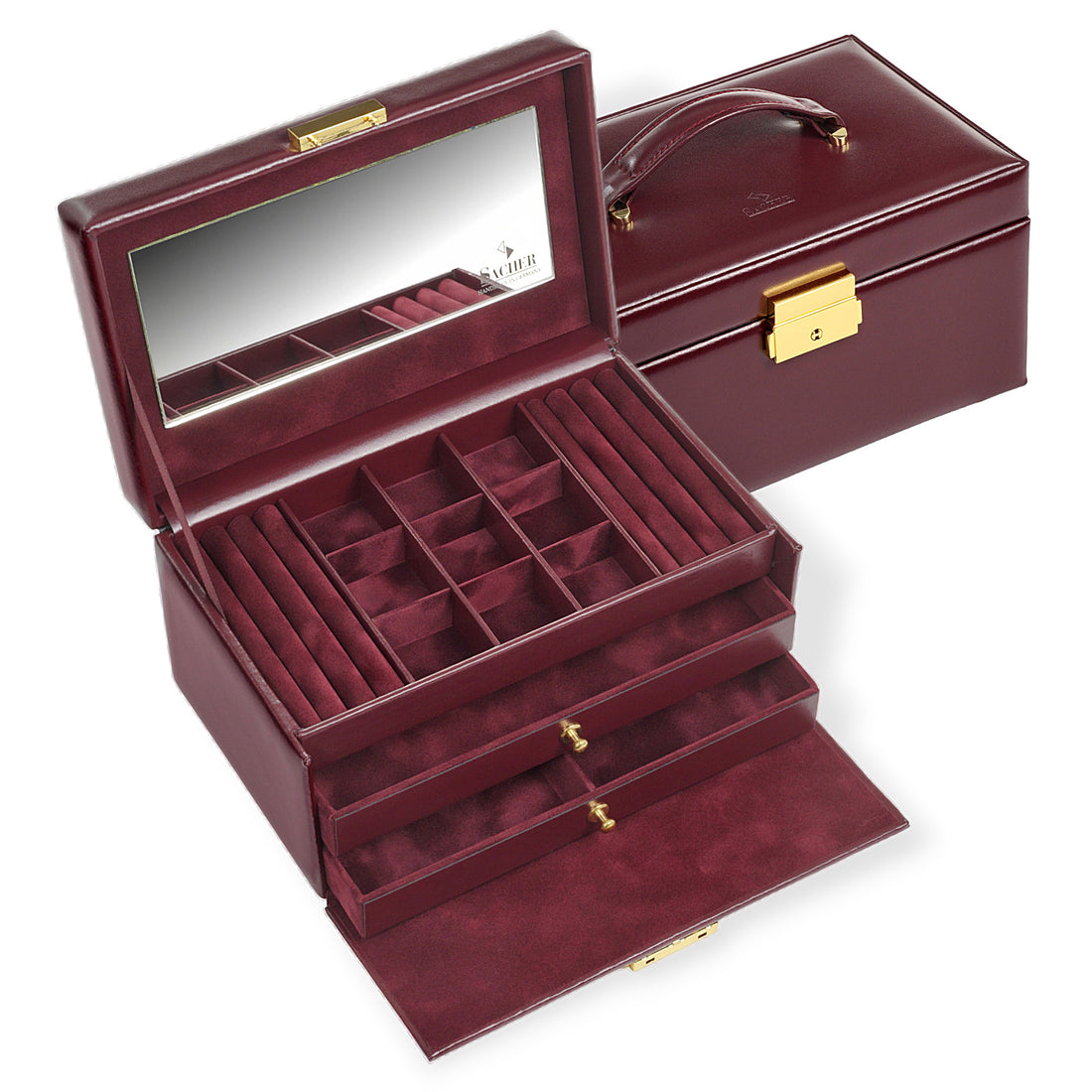 Coffret à bijoux Elly acuro / bordeaux (cuir)