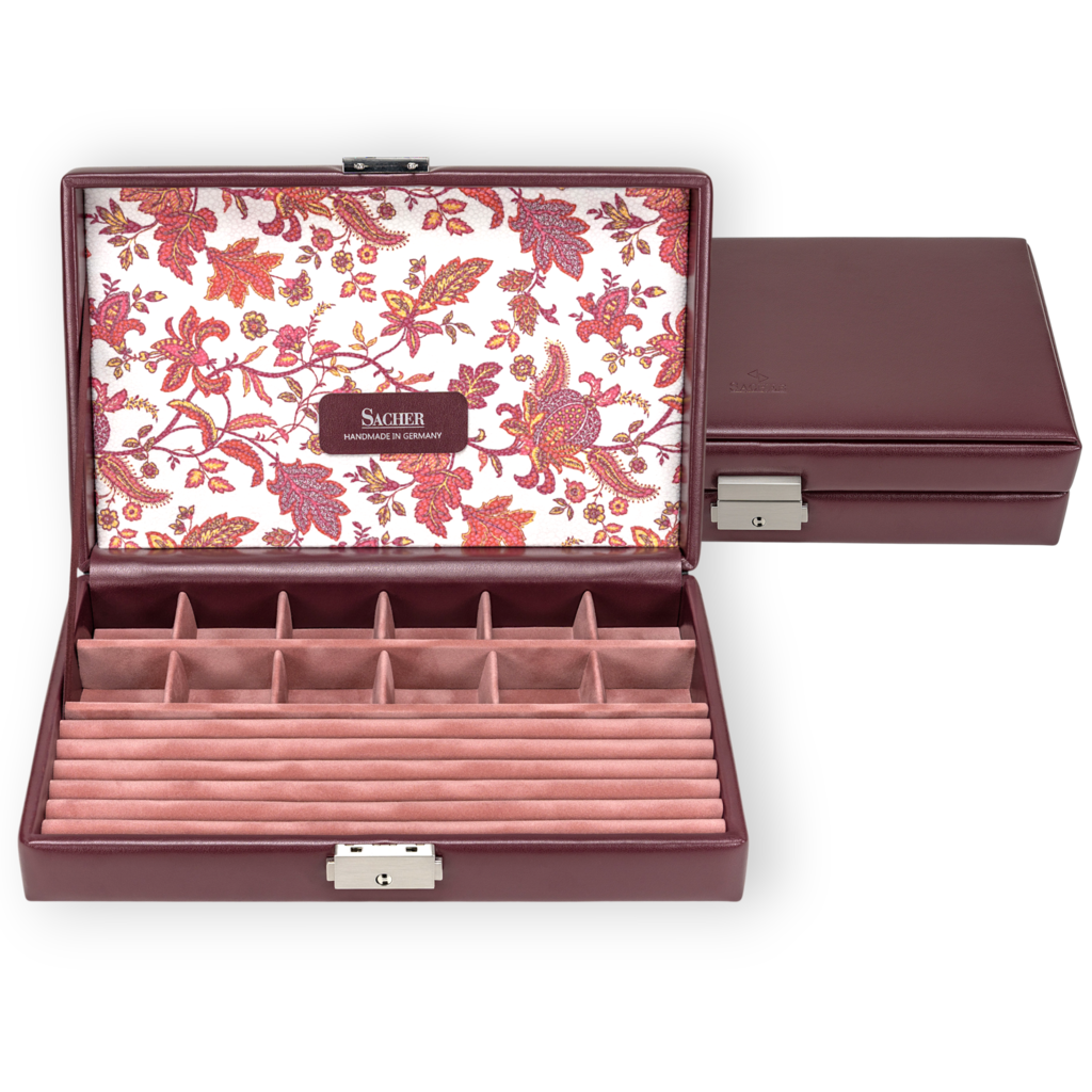 Étui pour bagues et objets de collection florage / bordeaux