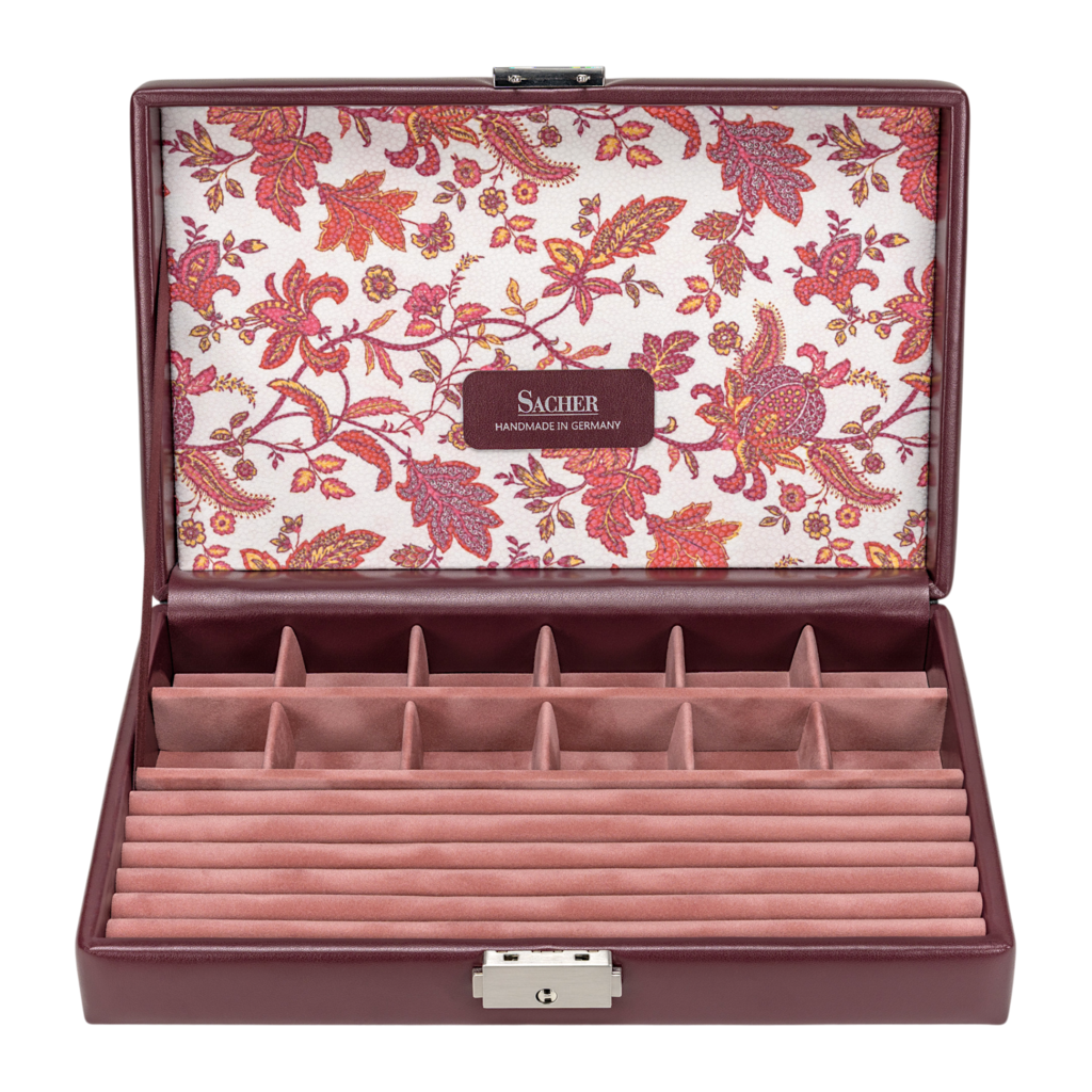 Étui pour bagues et objets de collection florage / bordeaux