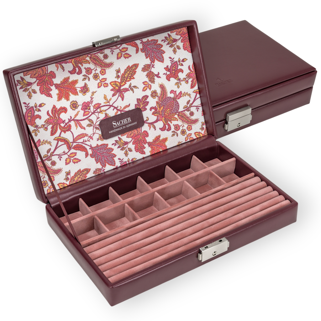 Étui pour bagues et objets de collection florage / bordeaux