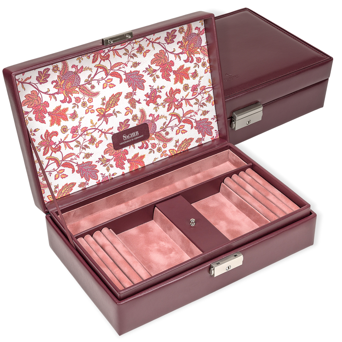 Coffret à bijoux Ilka florage / bordeaux