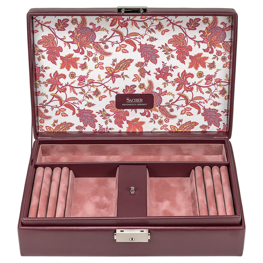 Coffret à bijoux Ilka florage / bordeaux