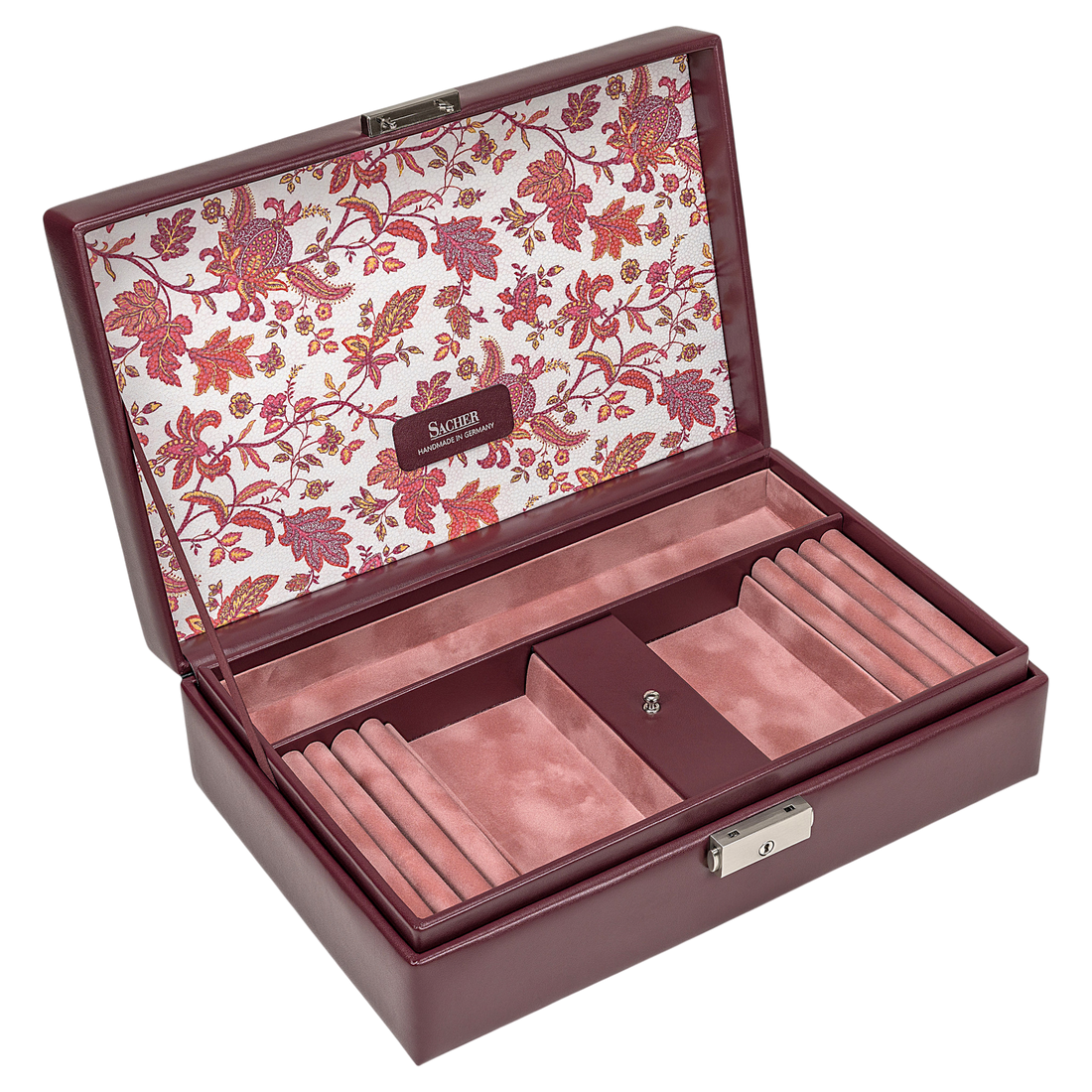 Coffret à bijoux Ilka florage / bordeaux