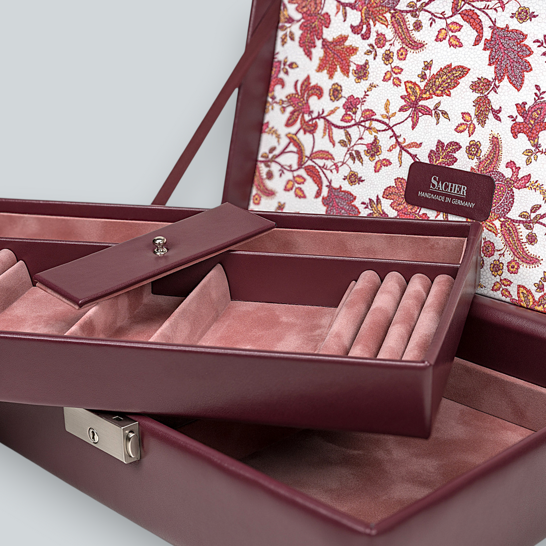 Coffret à bijoux Ilka florage / bordeaux