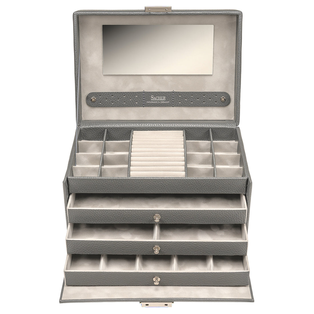 Coffret à bijoux Karen granello / gris (cuir de vachette pleine fleur)