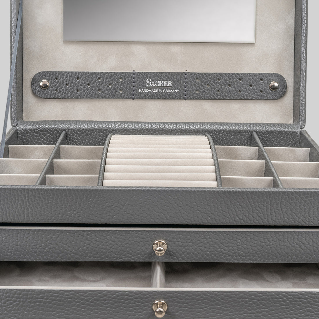 Coffret à bijoux Karen granello / gris (cuir de vachette pleine fleur)