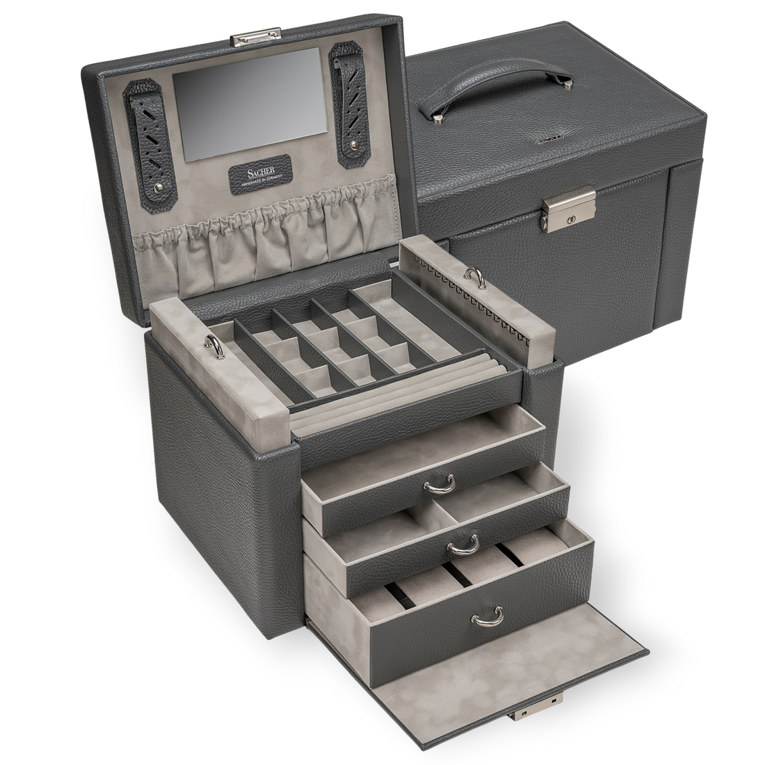 Jewelry box Marta granello / grey (full cowhide)