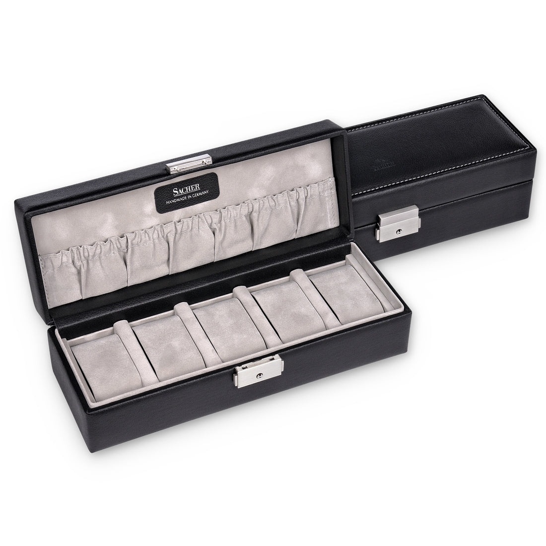 SACHER Uhrenbox für 5 Uhren aus Leder Tamigi Sport in Schwarz