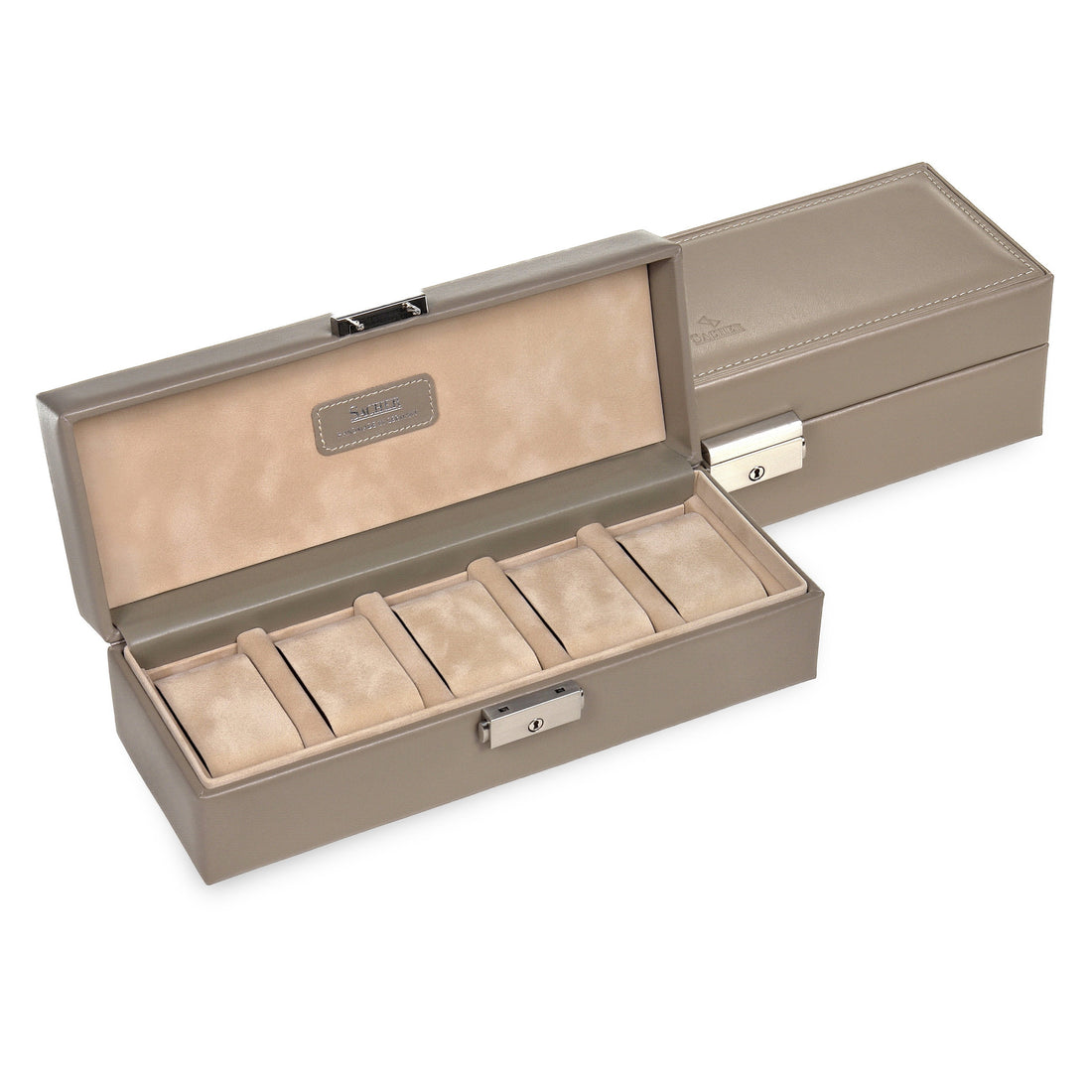 SACHER Uhrenbox für 5 Uhren aus Leder Nature in Taupe