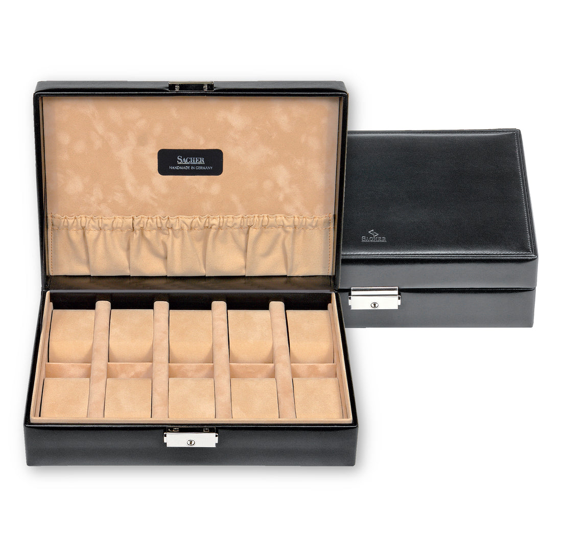 Uhrenetui für 10 Uhren new classic / schwarz (Leder)