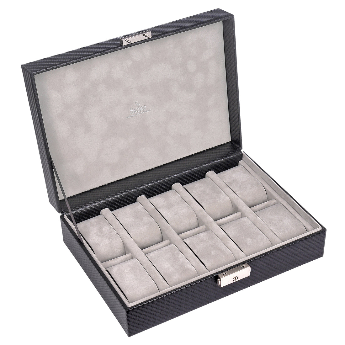 Uhrenetui für 10 Uhren carvon / schwarz (Leder)