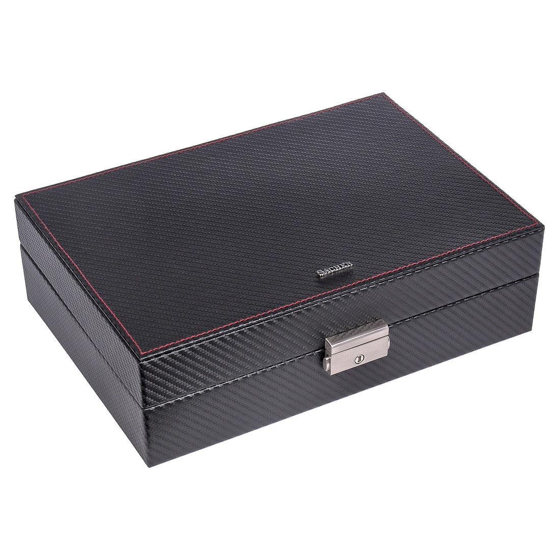Uhrenetui für 10 Uhren carvon / schwarz (Leder)