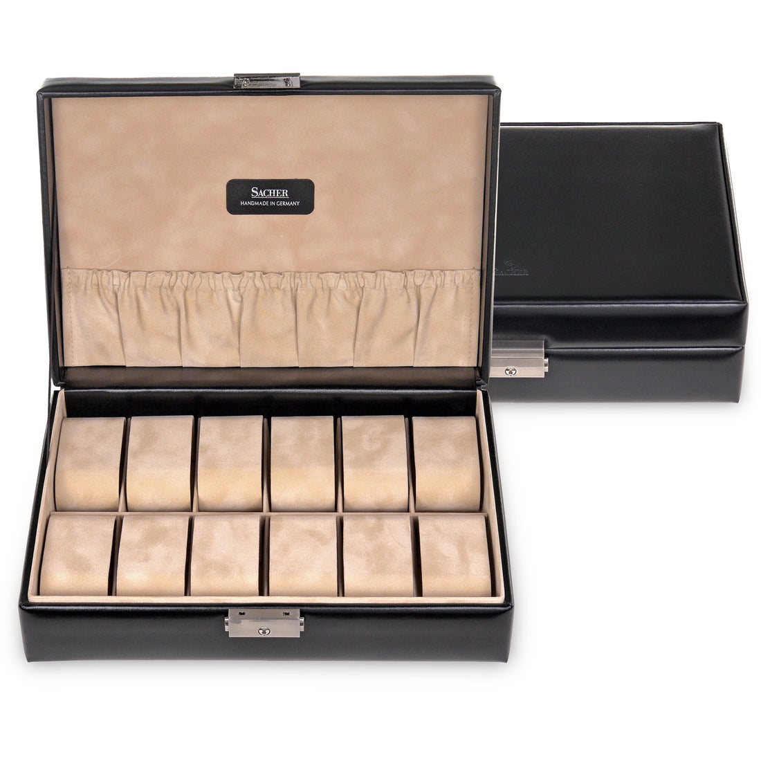 Watch case for 12 watches new classic / black (leather)