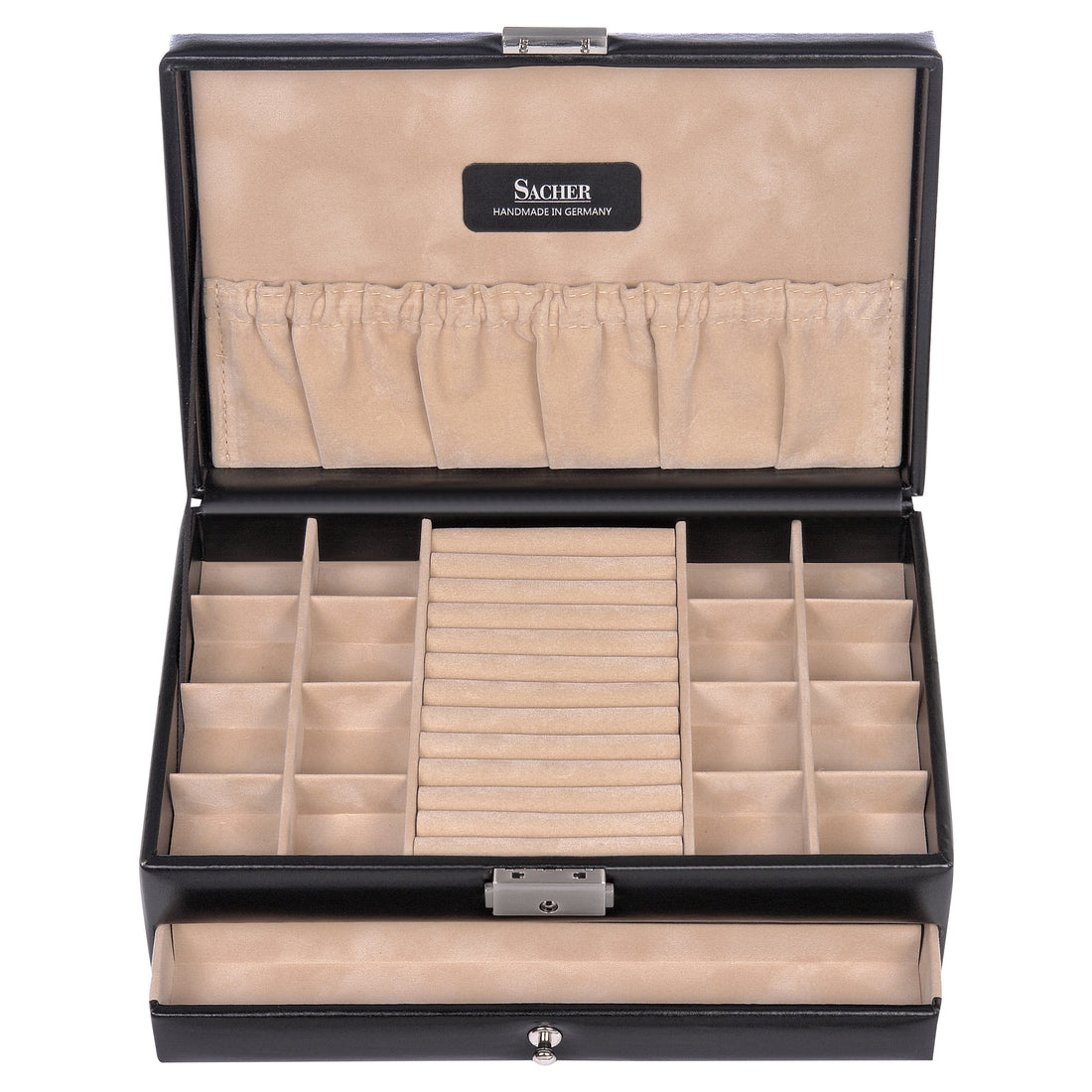 Ring- und Sammleretui new classic / schwarz (Leder)