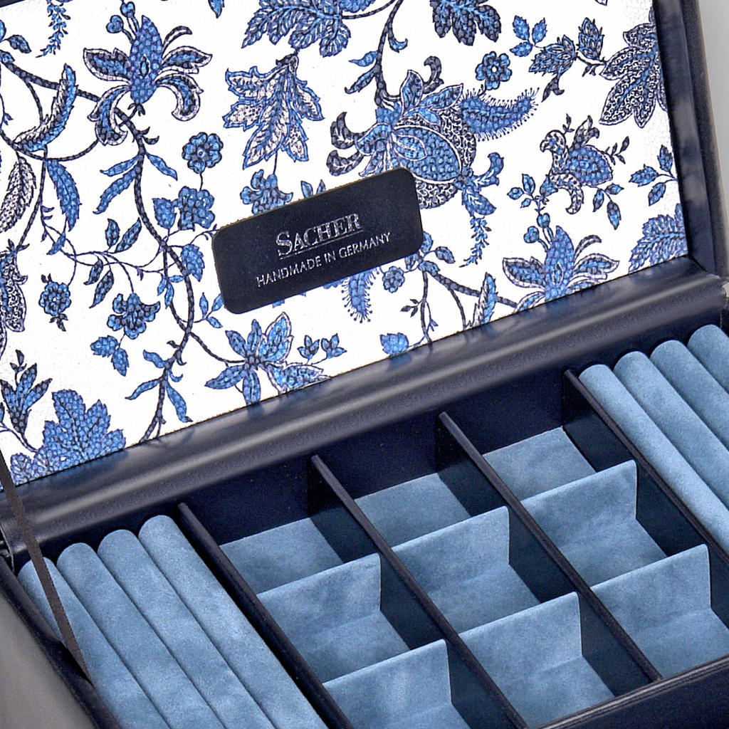 Schmuckkasten Elly florage / navy (Leder)