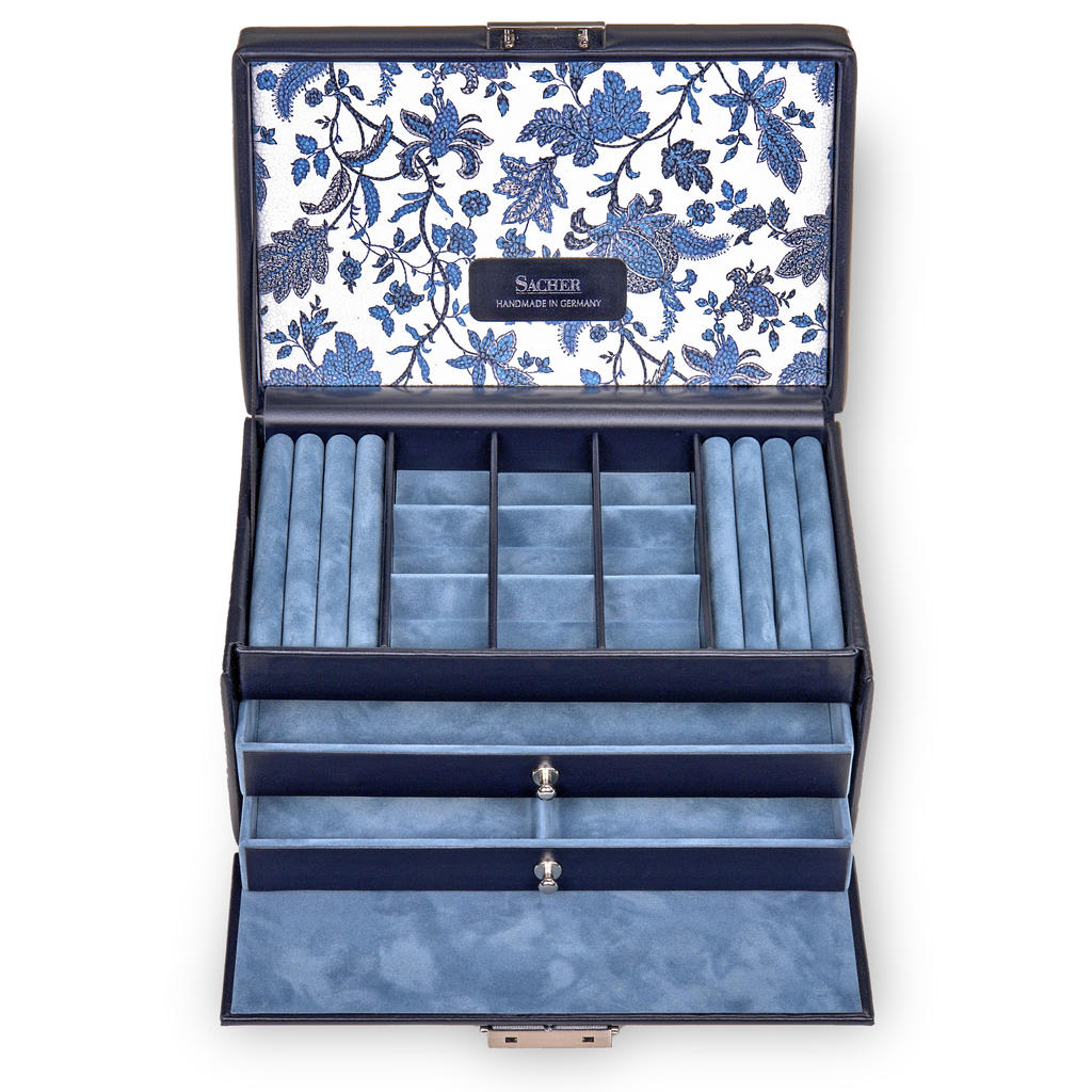 Schmuckkasten Elly florage / navy (Leder)