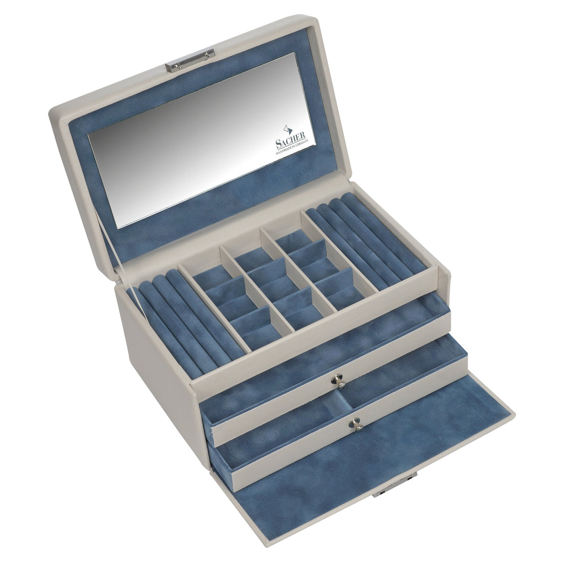 Coffret à bijoux Elly elegance / ivory (cuir de vachette pleine fleur)