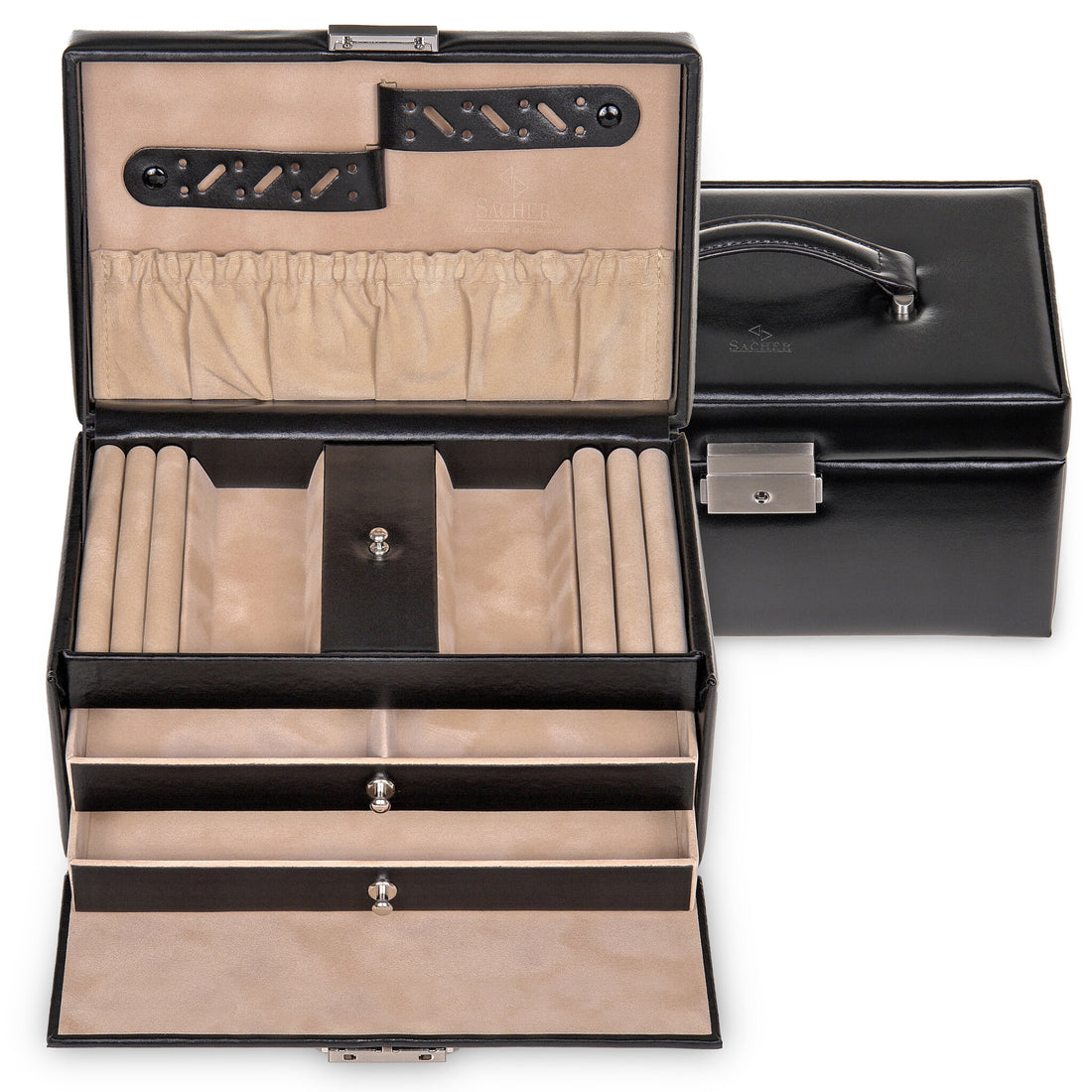 Coffret à bijoux Eva new classic / noir (cuir)