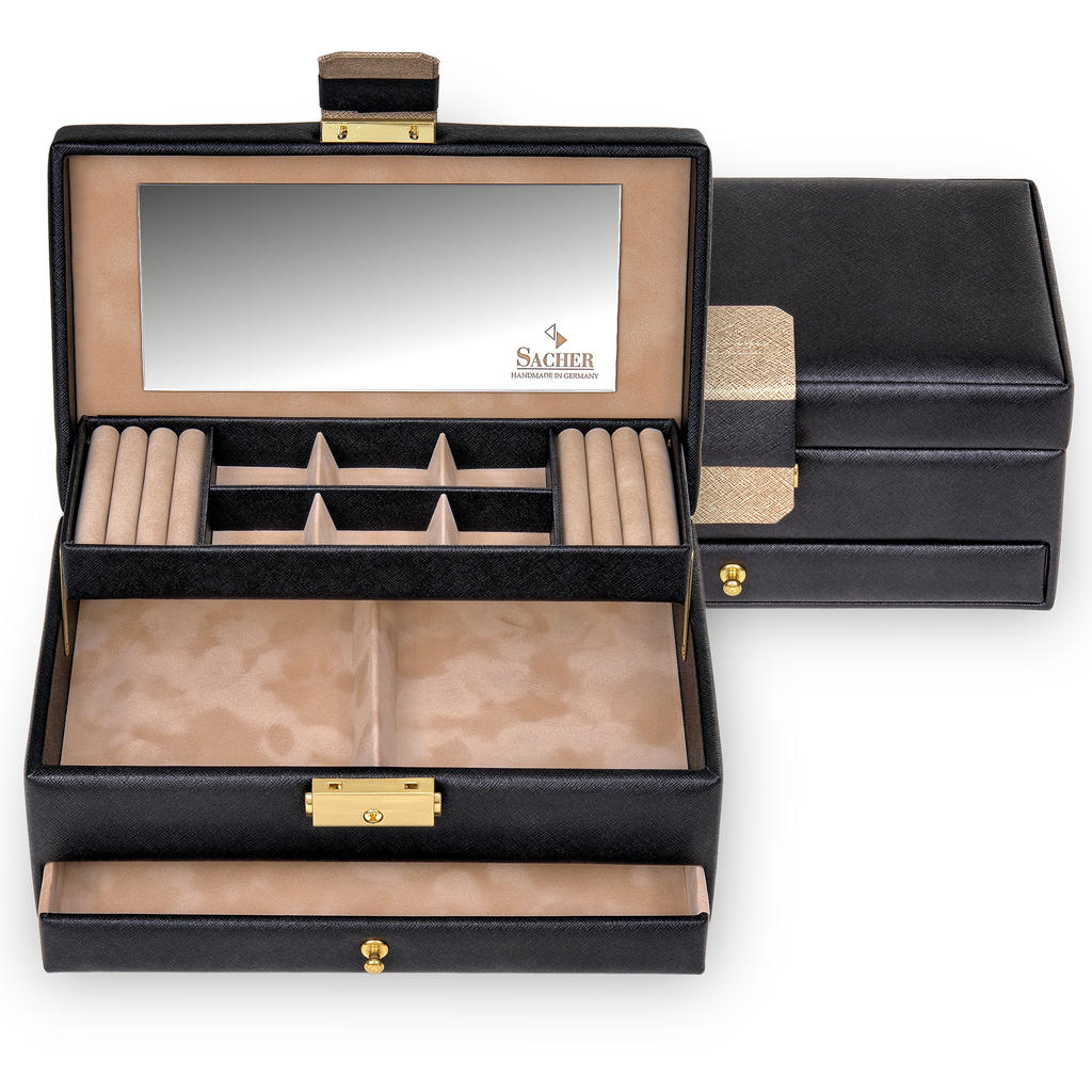 Coffret à bijoux Helen saffiano / noir