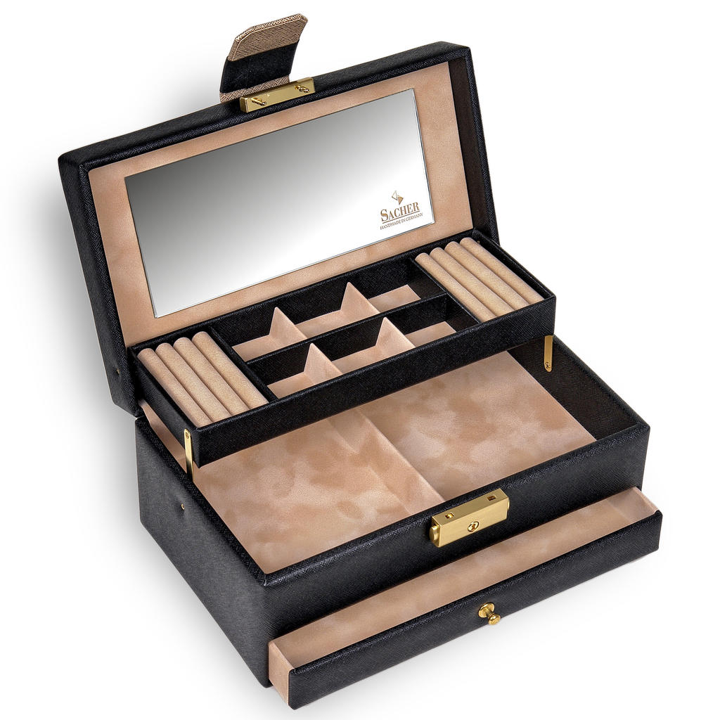 Coffret à bijoux Helen saffiano / noir