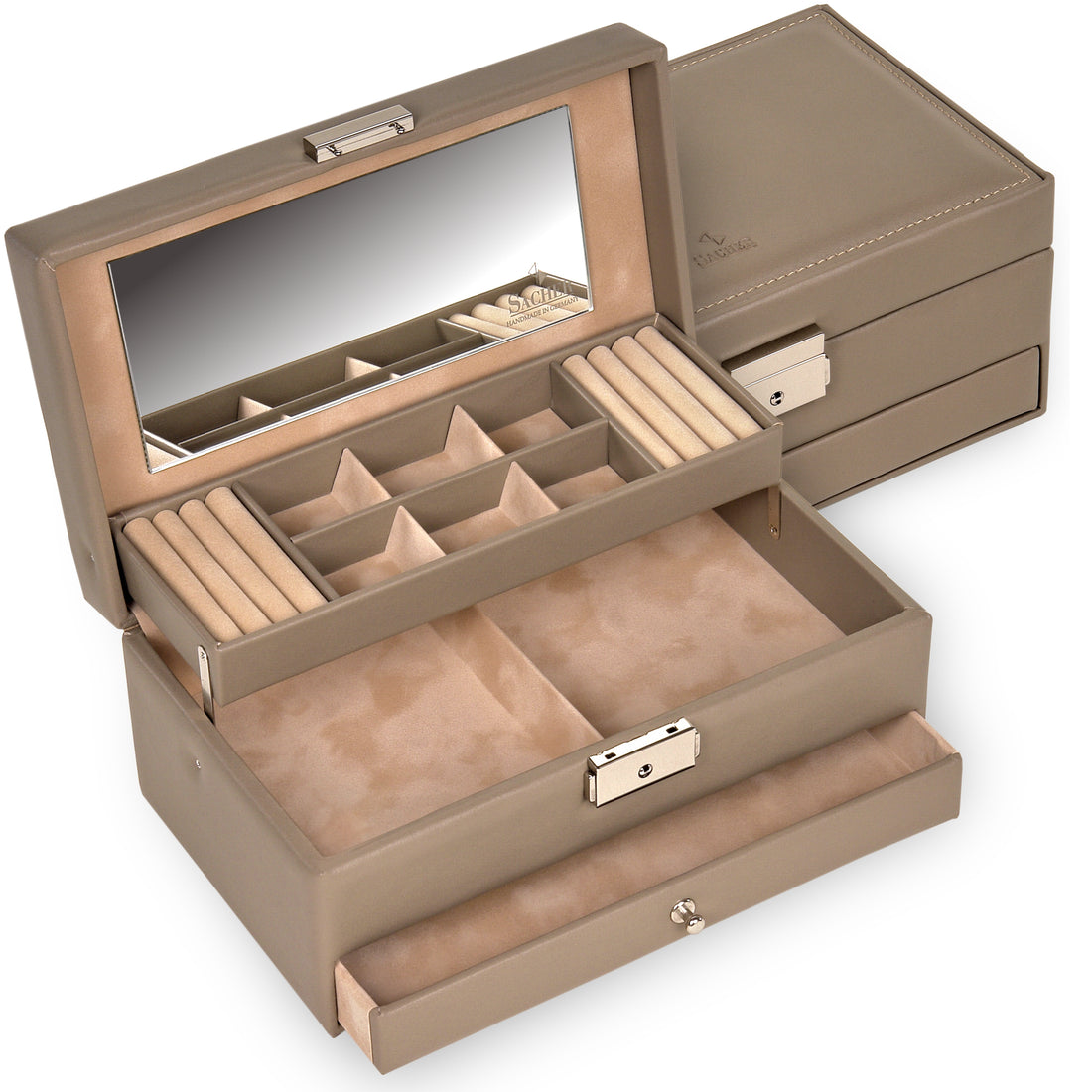 Schmuckkasten Helen nature / taupe (Leder)