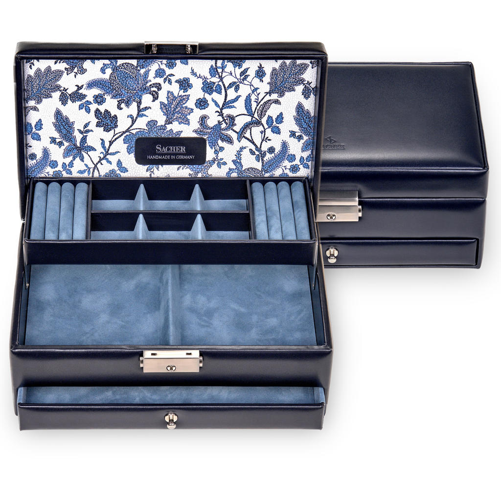 Schmuckkasten Helen florage / navy (Leder)