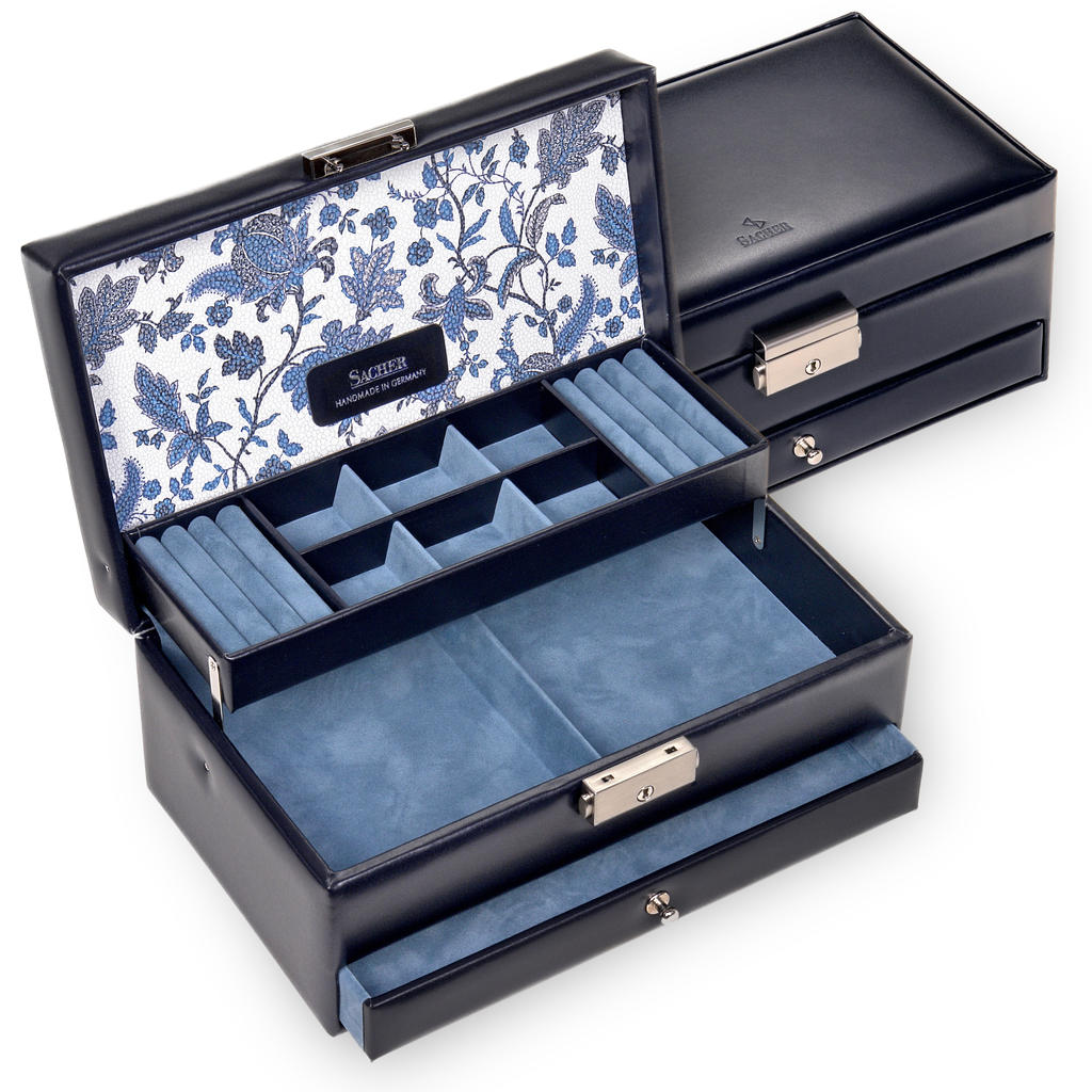 Schmuckkasten Helen florage / navy (Leder)