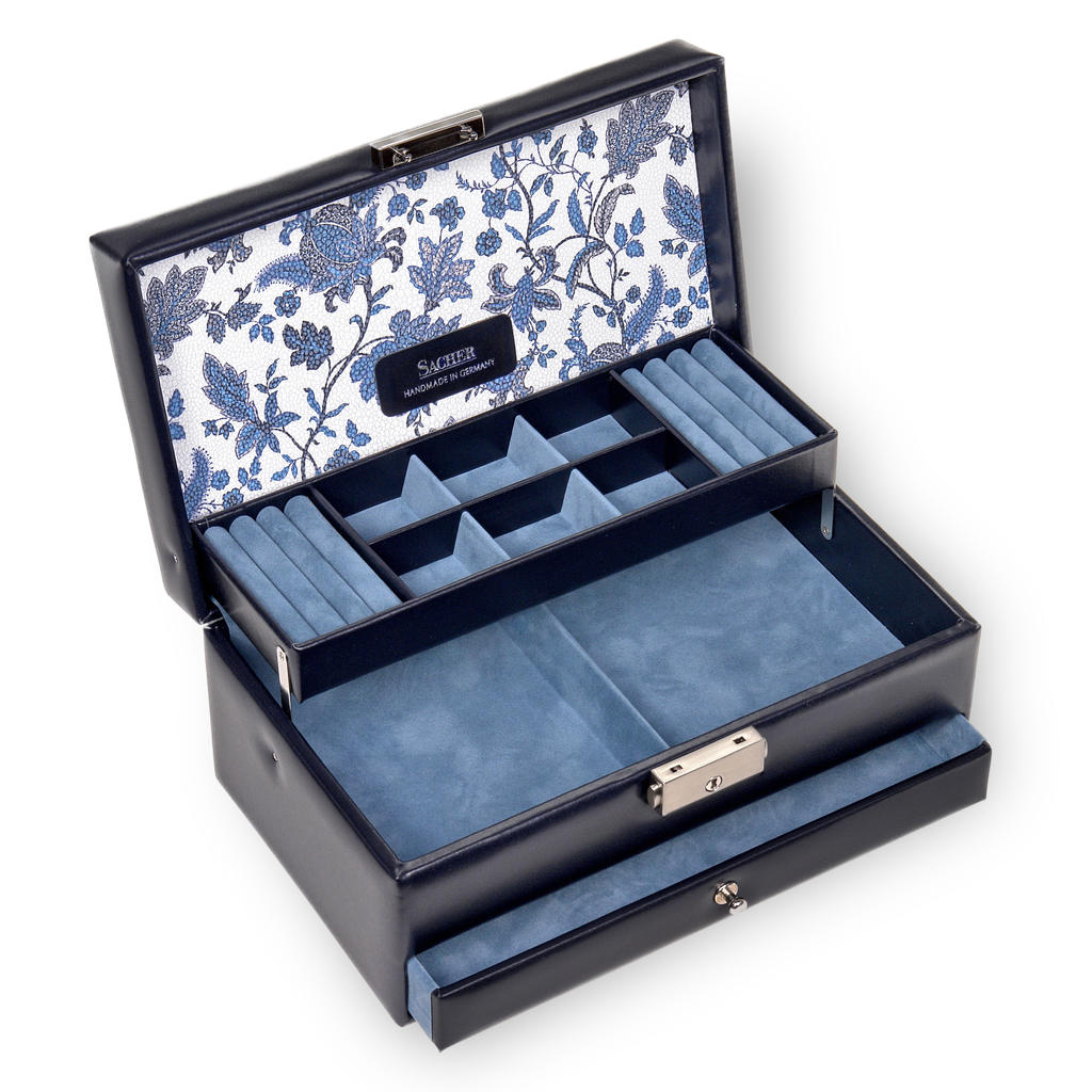 Schmuckkasten Helen florage / navy (Leder)