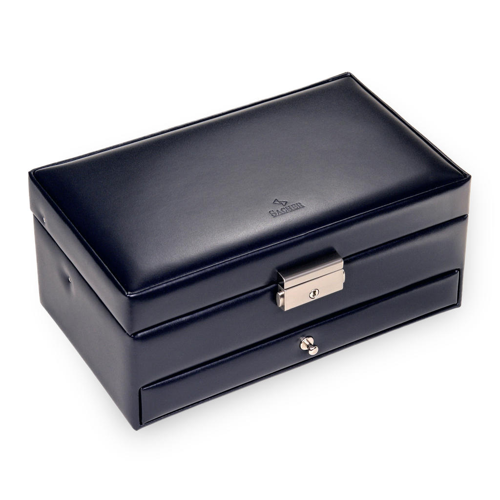 Schmuckkasten Helen florage / navy (Leder)