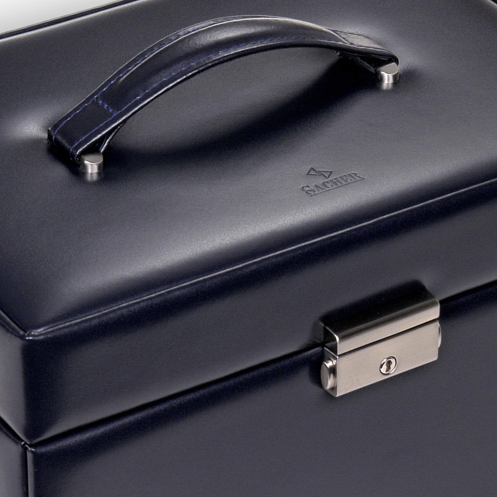 Coffret à bijoux Jasmin florage / navy (cuir)