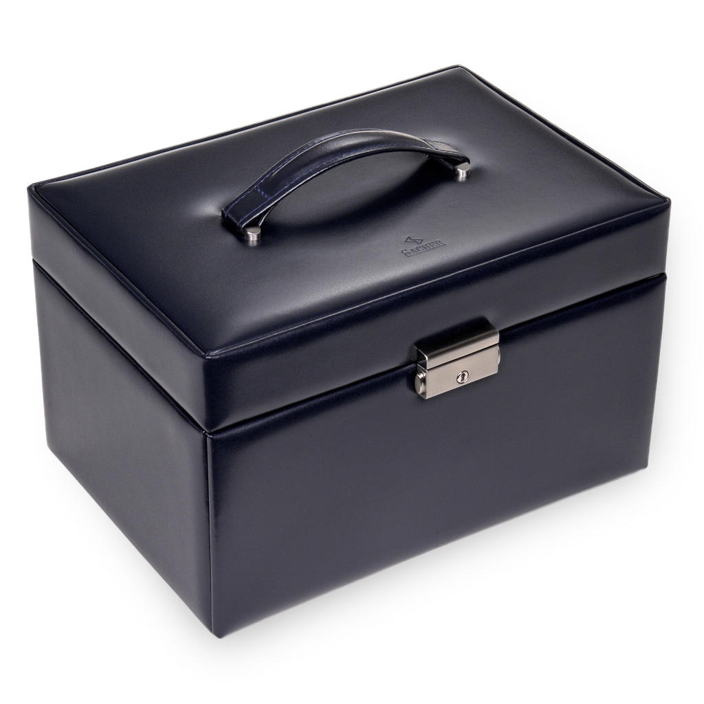 Coffret à bijoux Jasmin florage / navy (cuir)