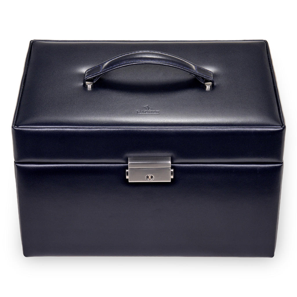 Coffret à bijoux Jasmin florage / navy (cuir)