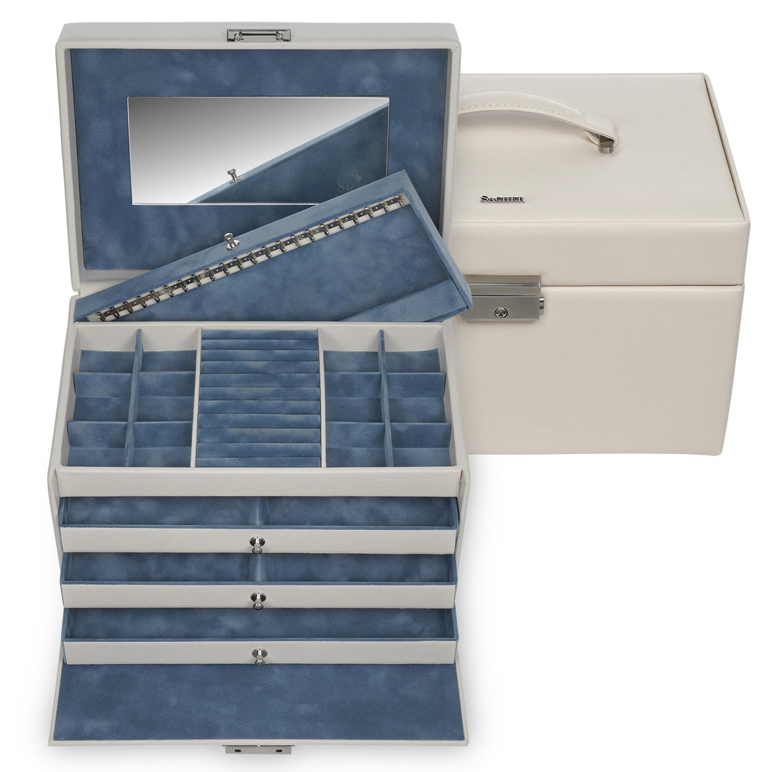 Coffret à bijoux Jasmin elegance / ivory (cuir de vachette pleine fleur)