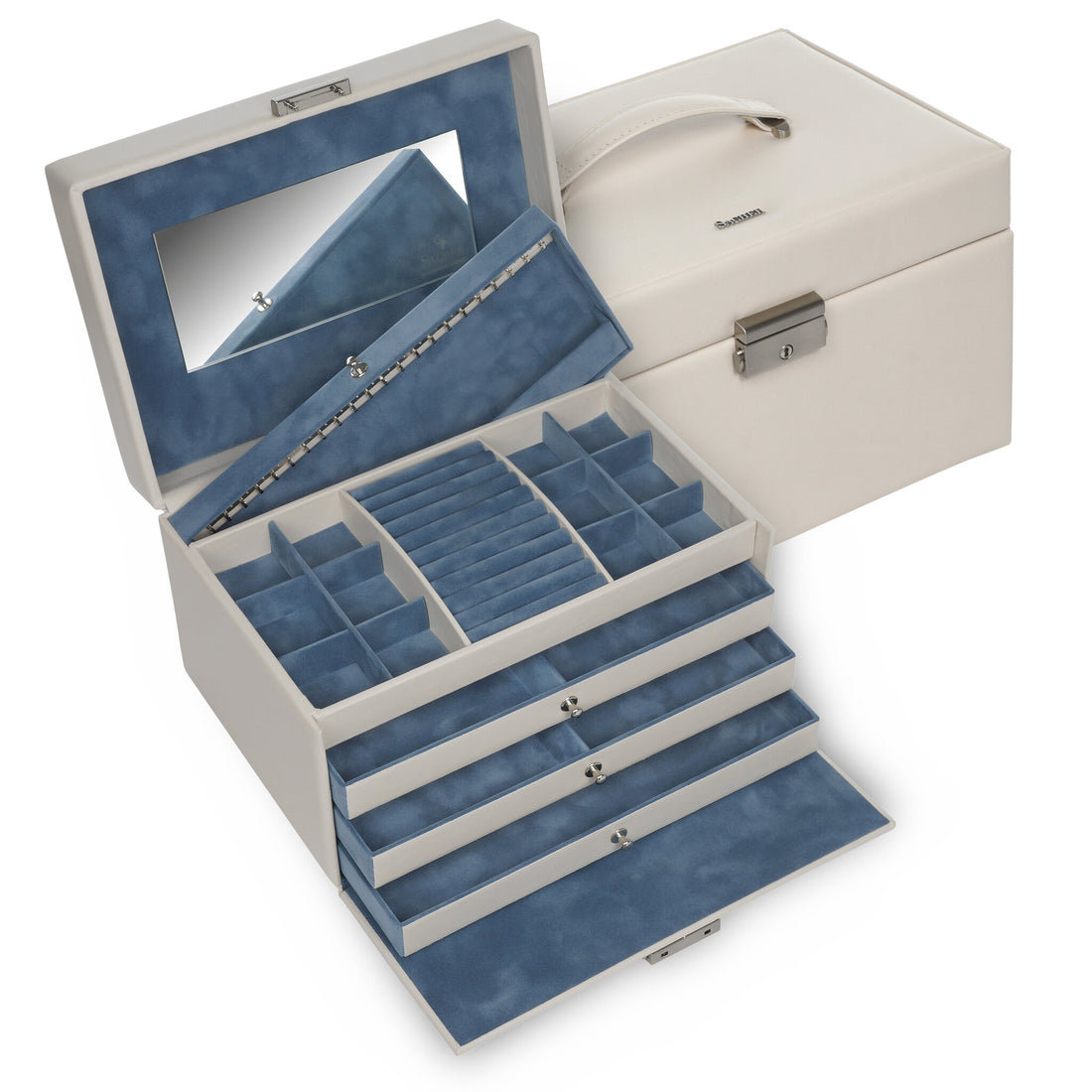 Coffret à bijoux Jasmin elegance / ivory (cuir de vachette pleine fleur)