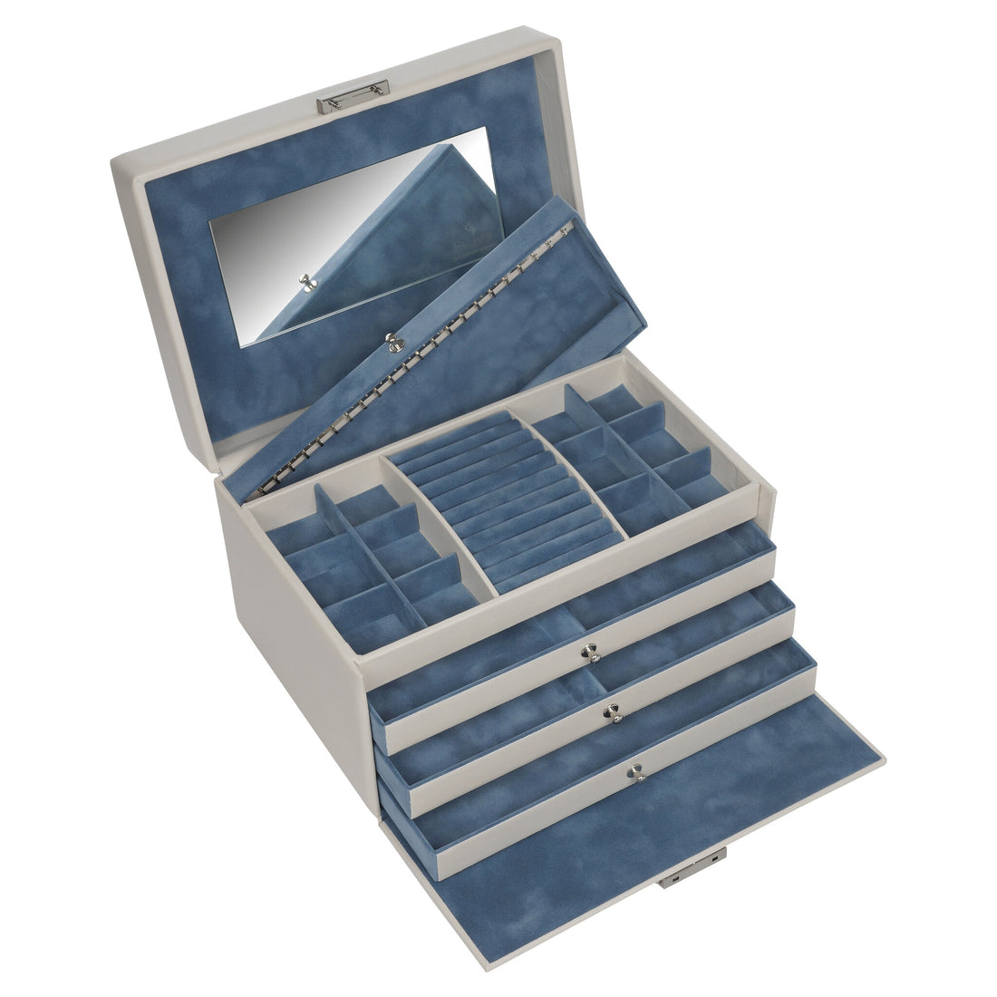 Coffret à bijoux Jasmin elegance / ivory (cuir de vachette pleine fleur)