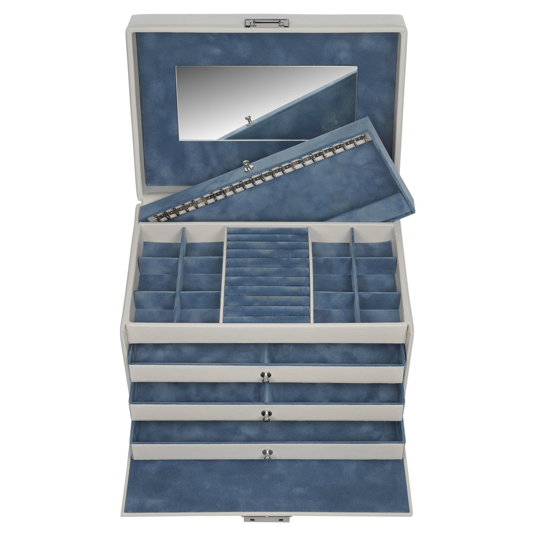 Coffret à bijoux Jasmin elegance / ivory (cuir de vachette pleine fleur)