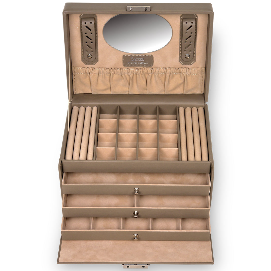 Schmuckkasten Lena nature / taupe (Leder)