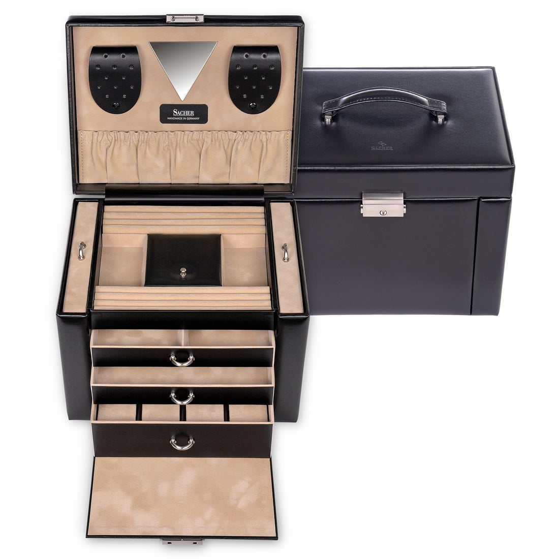 Jewellery box Maxima new classic / black (leather)