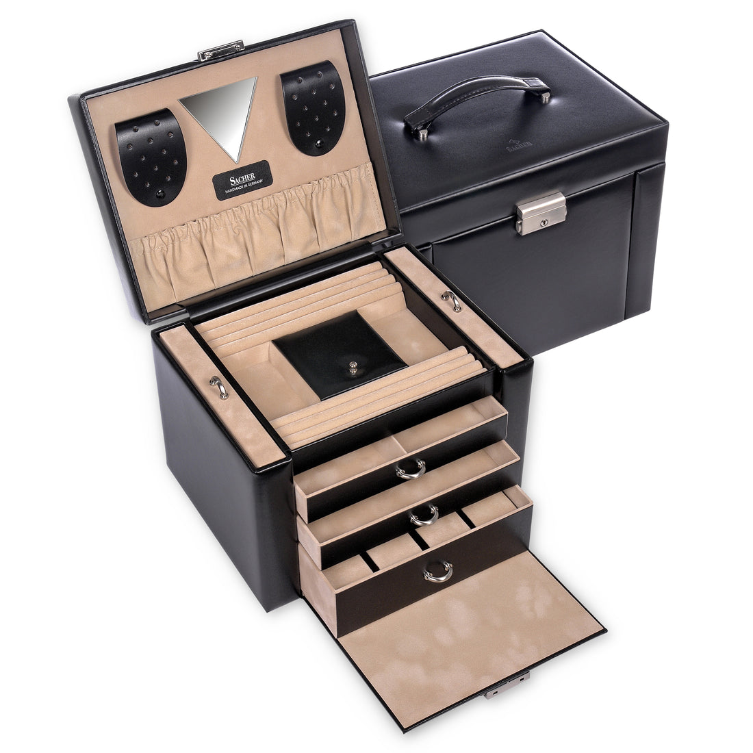 Jewellery box Maxima new classic / black (leather)