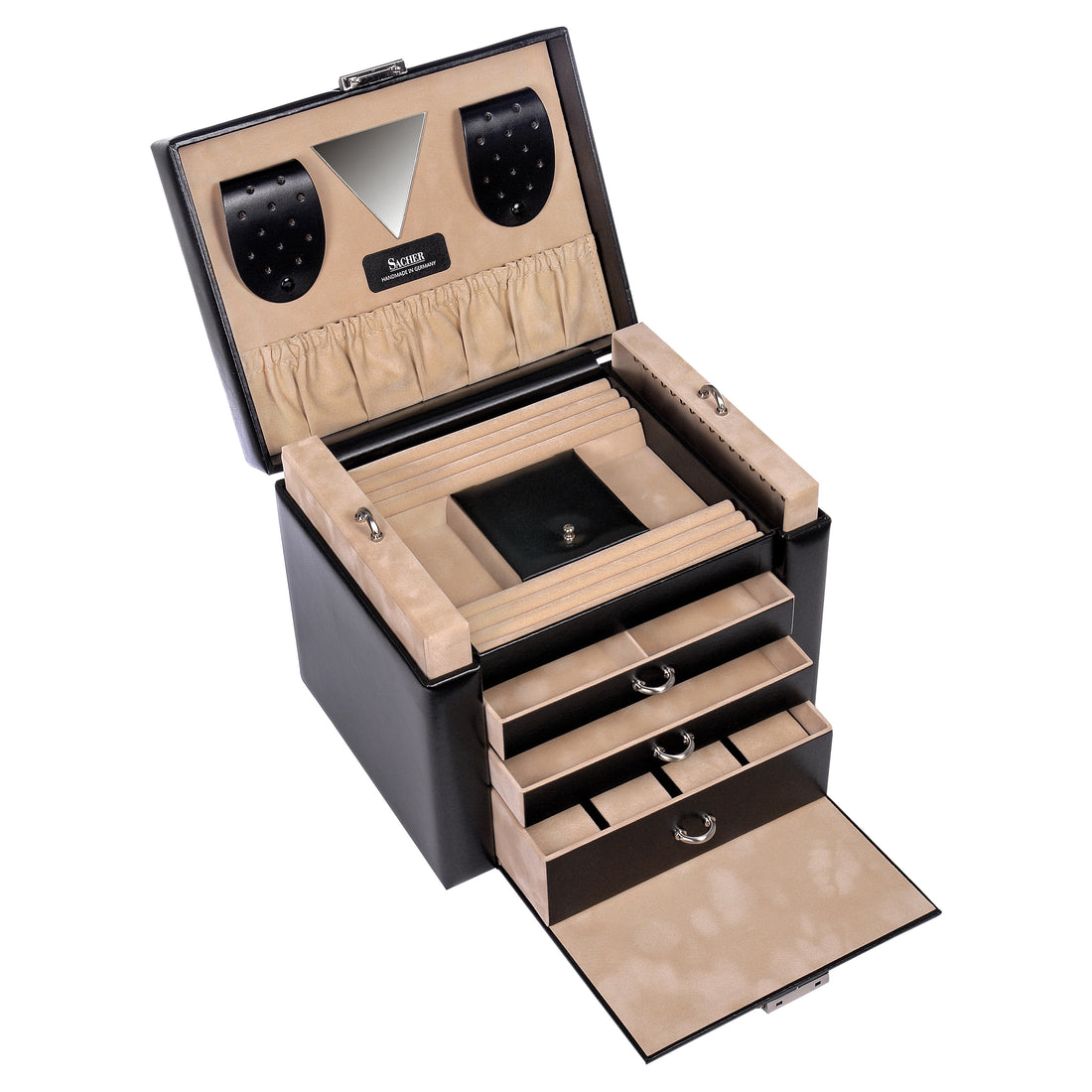 Jewellery box Maxima new classic / black (leather)