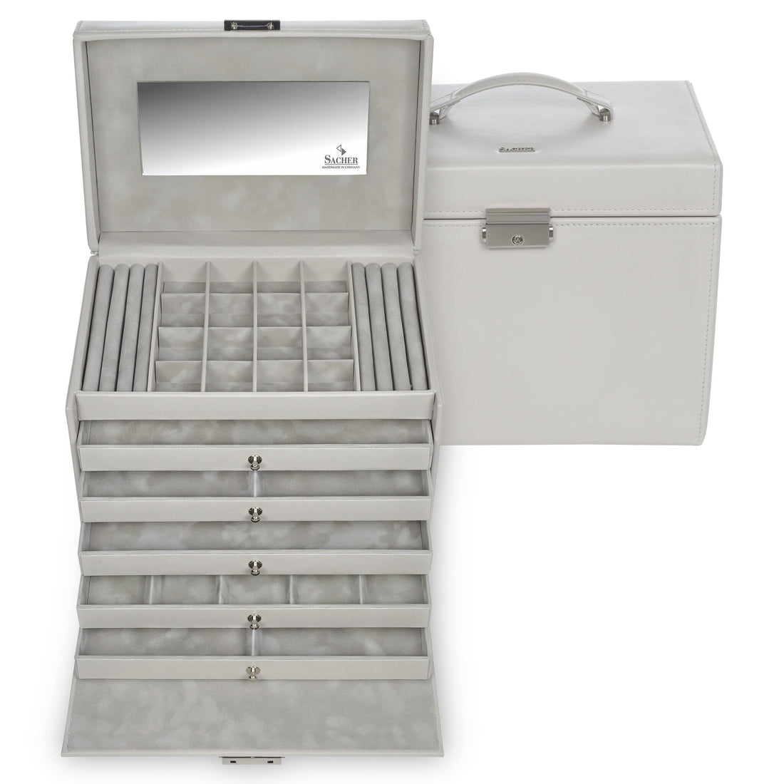 Coffret à bijoux Nina elegance / sable (cuir de vachette pleine fleur)
