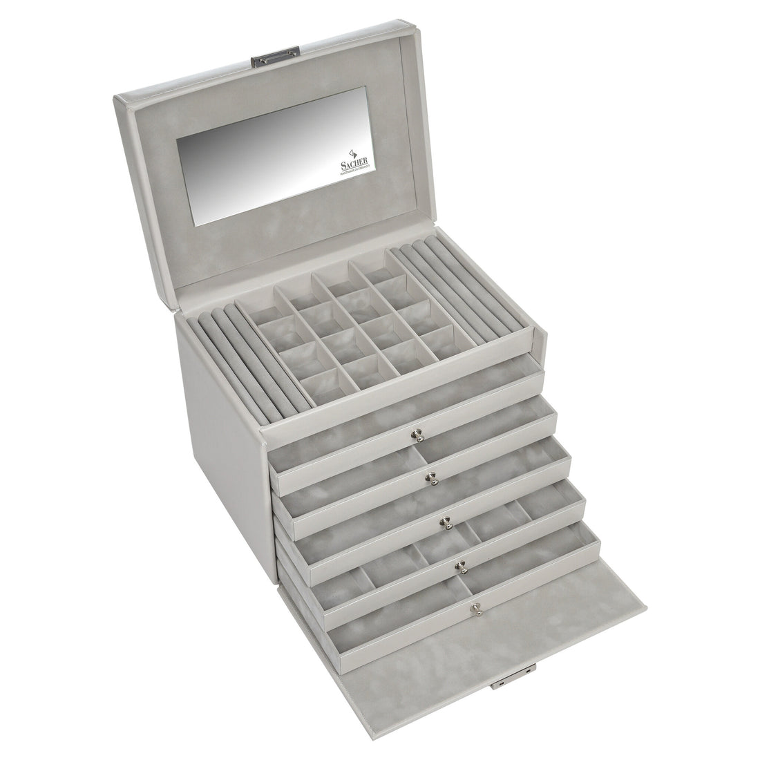 Coffret à bijoux Nina elegance / sable (cuir de vachette pleine fleur)