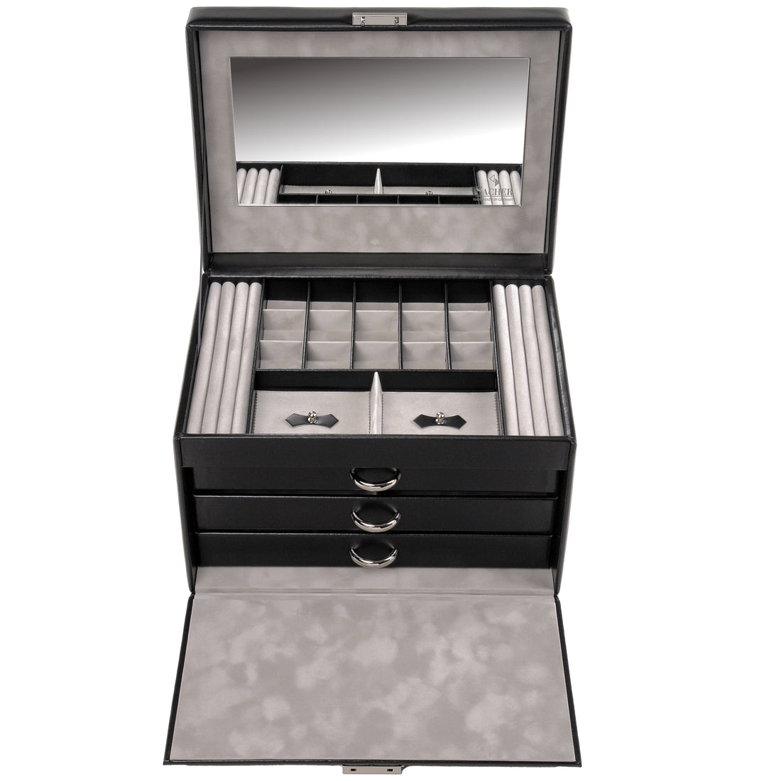 Schmuckkoffer für Ringe Victoria vario / schwarz (Leder)