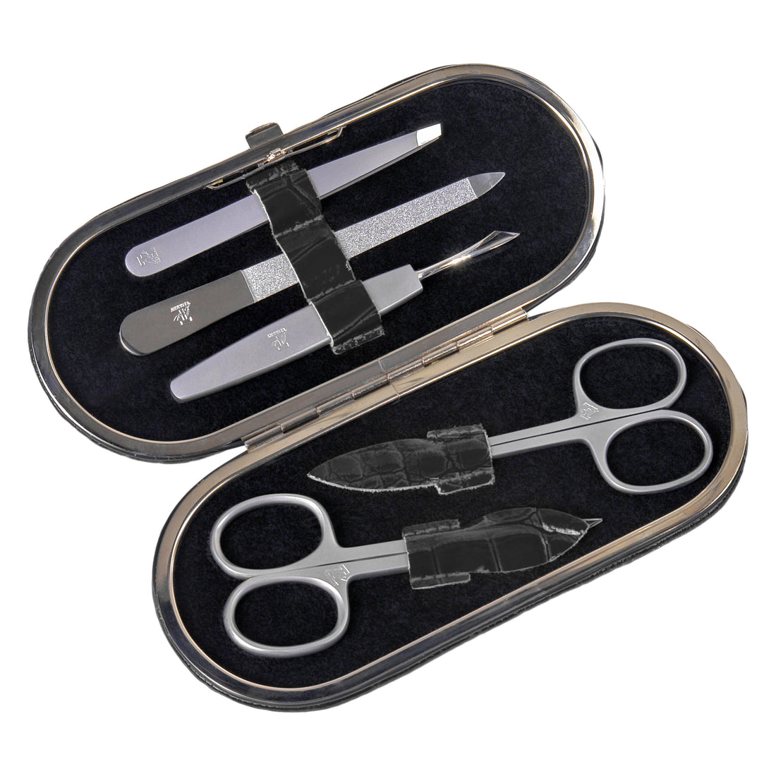 5-piece manicure case Manikürenset / black (leather)