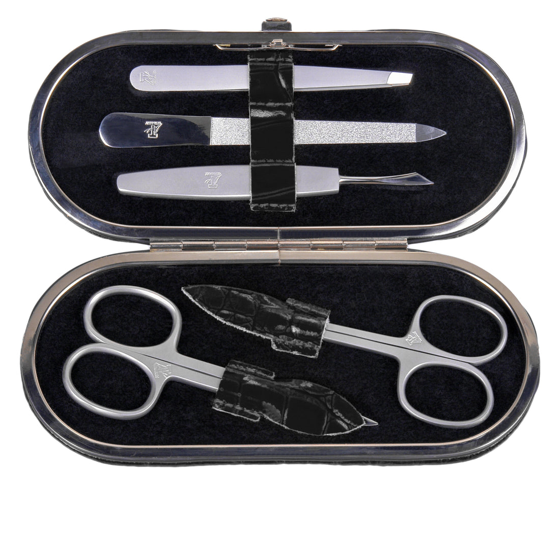 5-piece manicure case Manikürenset / black (leather)