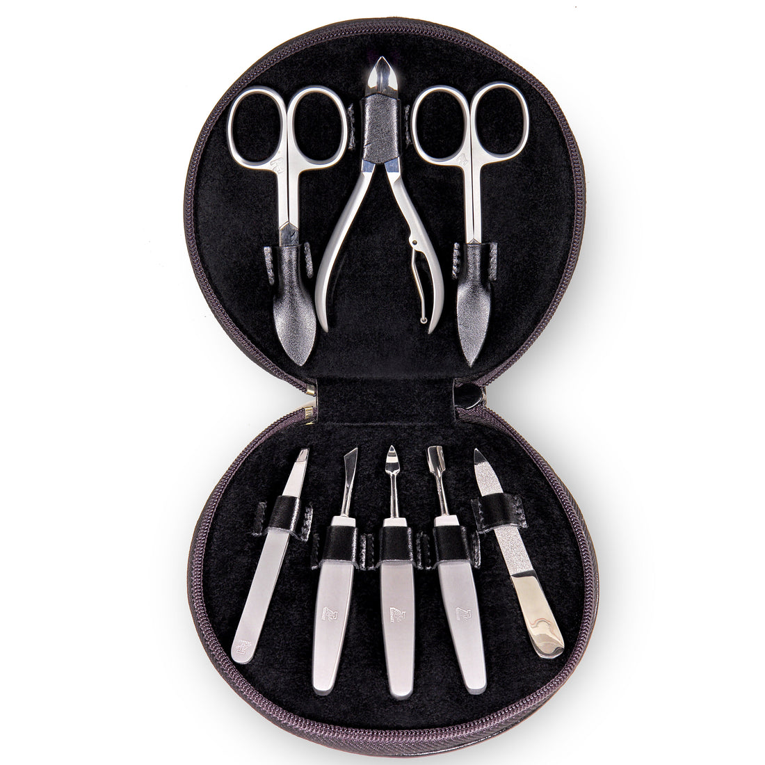 8-piece manicure case Manikürenset / black (leather)